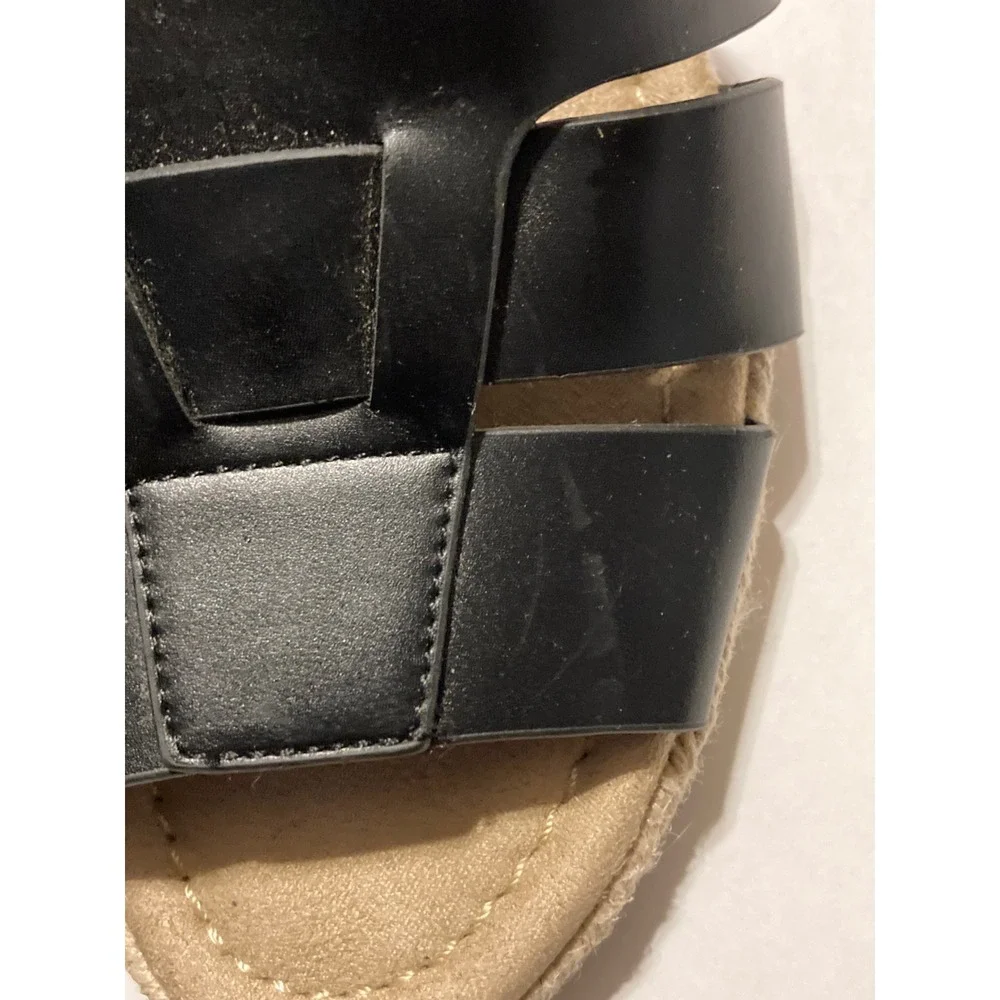 St.‎ John's Bay Lucy Black Espadrille Wedge Sandals Memory Foam Womens 8M